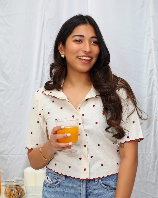 White Khadi Cotton Heart Shirt - wearendlessbloom