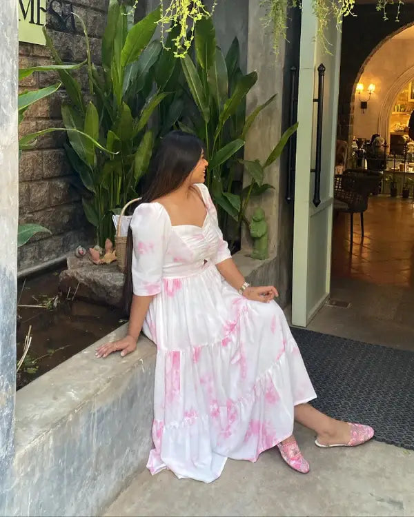 Tie And Dye Layered Midi Rayon Dress - wearendlessbloom