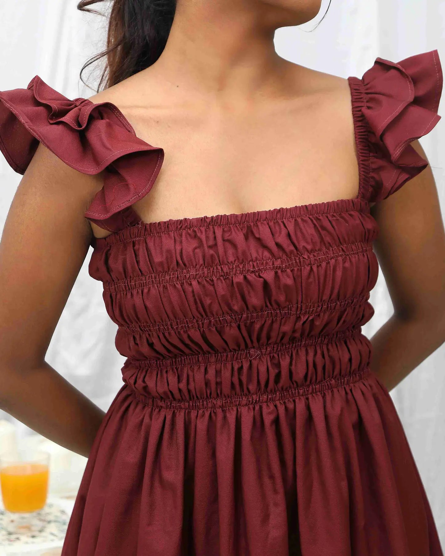 Maroon Midi Cotton Dress - wearendlessbloom