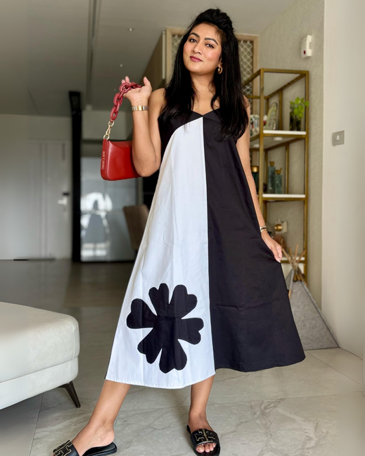 Black And White Patch Dress - wearendlessbloom