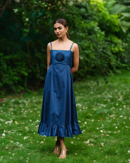 Cotton A-Line Blue Dress - wearendlessbloom
