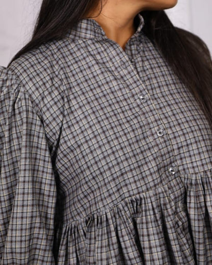 Black Checks Peplum Comfortable Airy Co Ord Set - wearendlessbloom