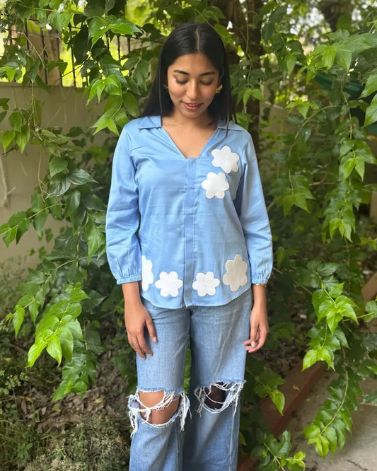 Blue Cotton Cloud Shirt - wearendlessbloom
