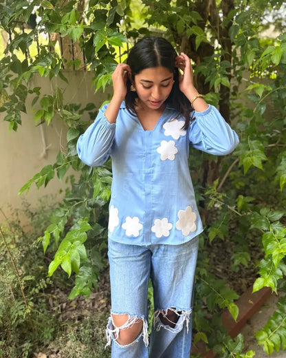Blue Cotton Cloud Shirt - wearendlessbloom