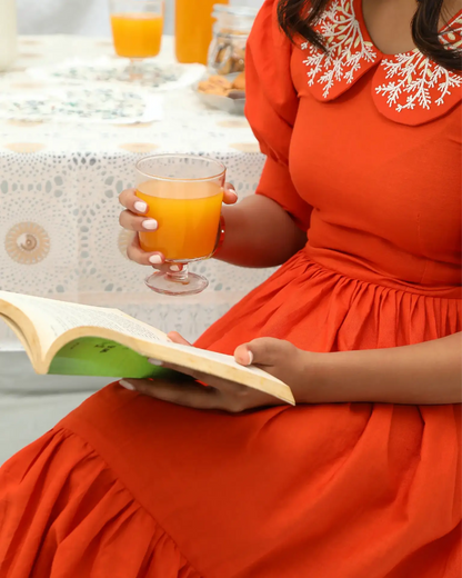 Mid Length Orange Linen Dress - wearendlessbloom