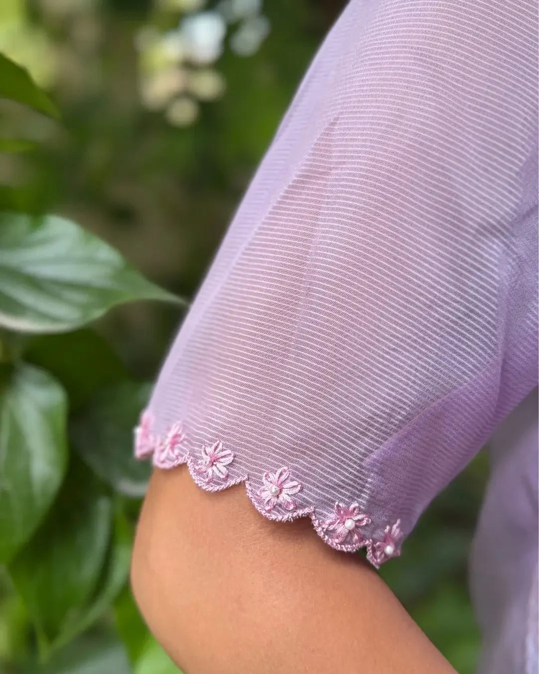 Lavender Hand Embroidered Shirt with Inner - wearendlessbloom