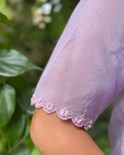 Lavender Hand Embroidered Shirt with Inner - wearendlessbloom