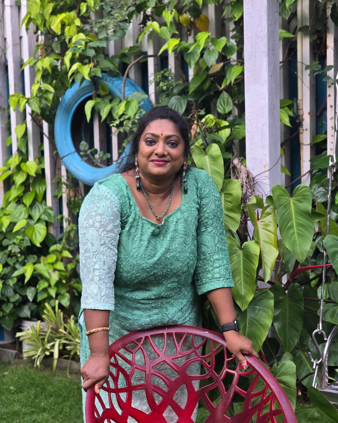 Dual Shade chikankari top with trousers