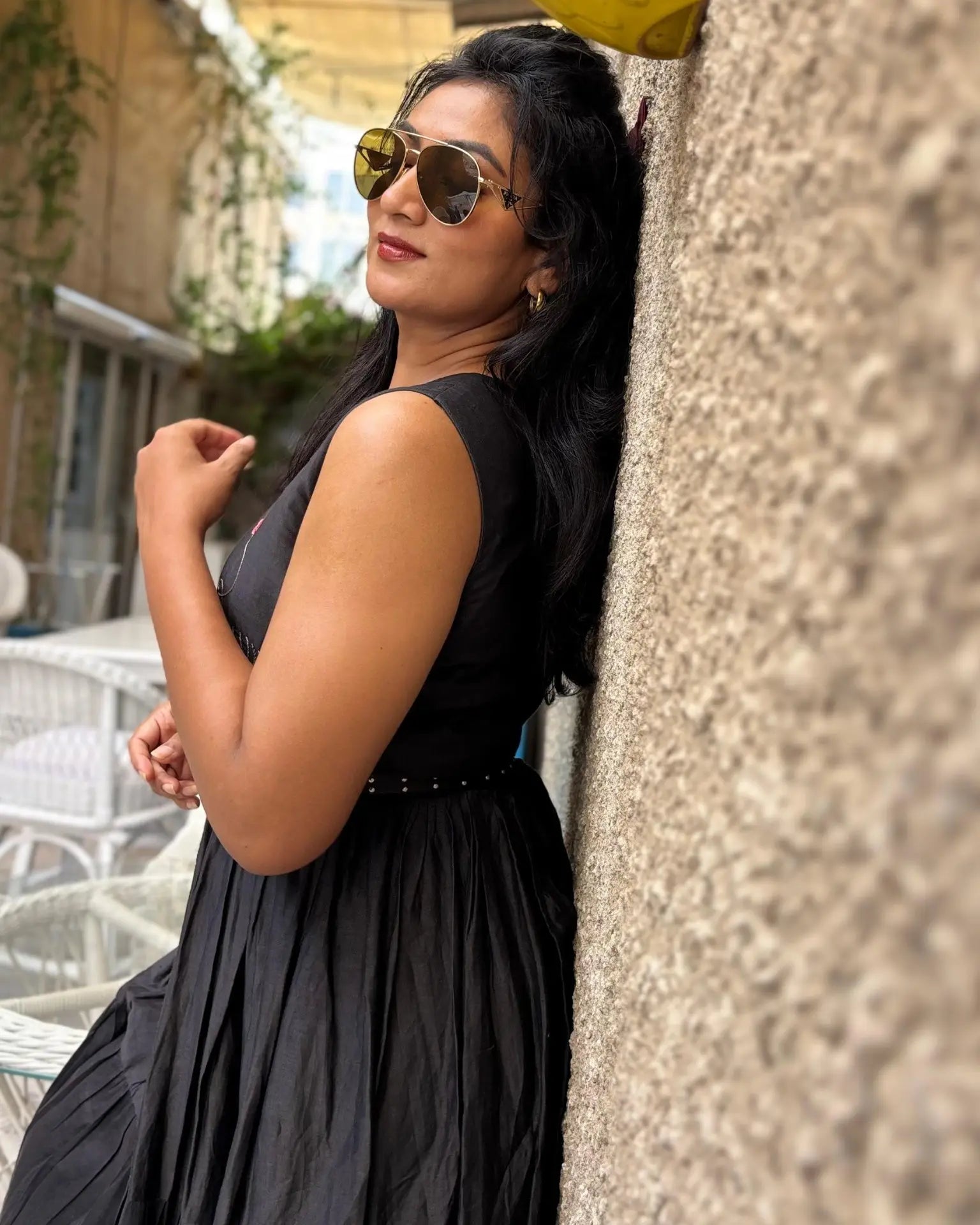 Hand embroidered black linen dress - wearendlessbloom