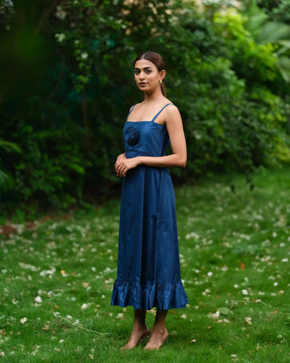Cotton A-Line Blue Dress - wearendlessbloom