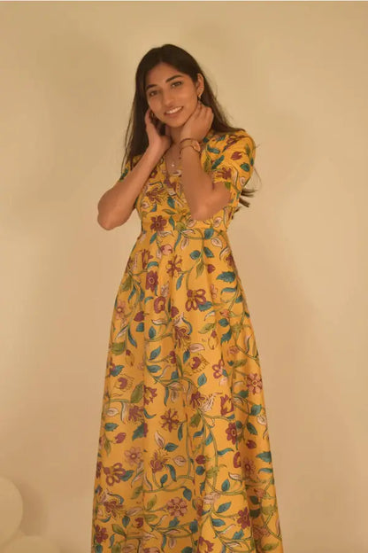 Yellow Floral Gown - wearendlessbloom