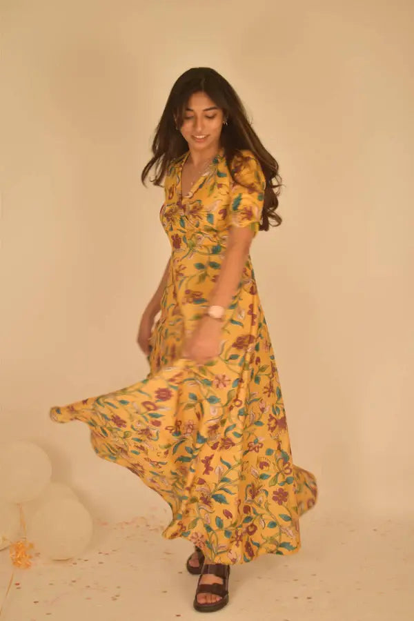 Yellow Floral Gown - wearendlessbloom