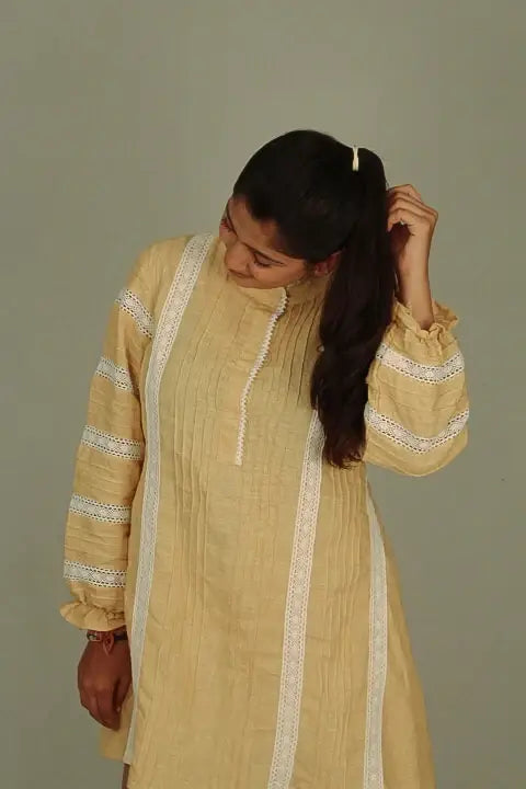 Short Boho Ivy Linen Lace Dress - wearendlessbloom