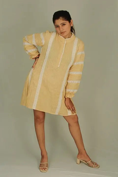 Short Boho Ivy Linen Lace Dress - wearendlessbloom