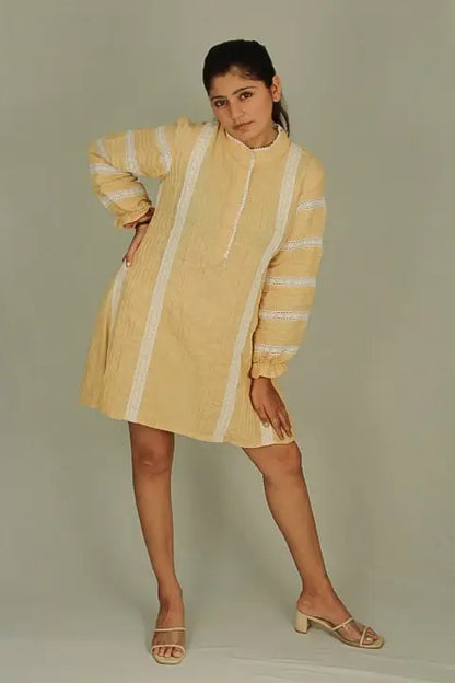 Short Boho Ivy Linen Lace Dress - wearendlessbloom