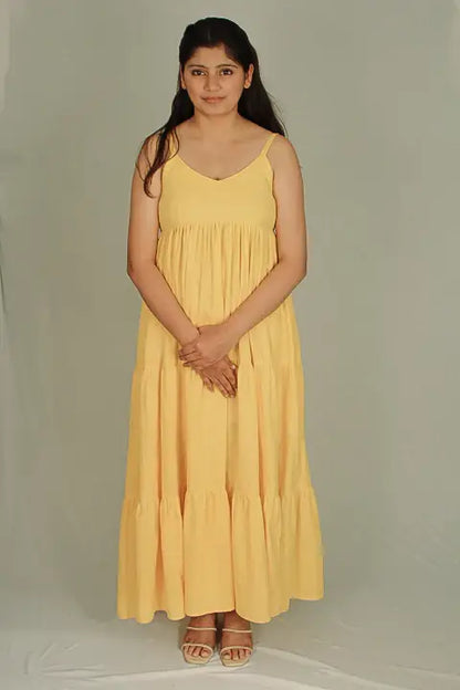 Yellow Full Maxi Cotton Dress - wearendlessbloom
