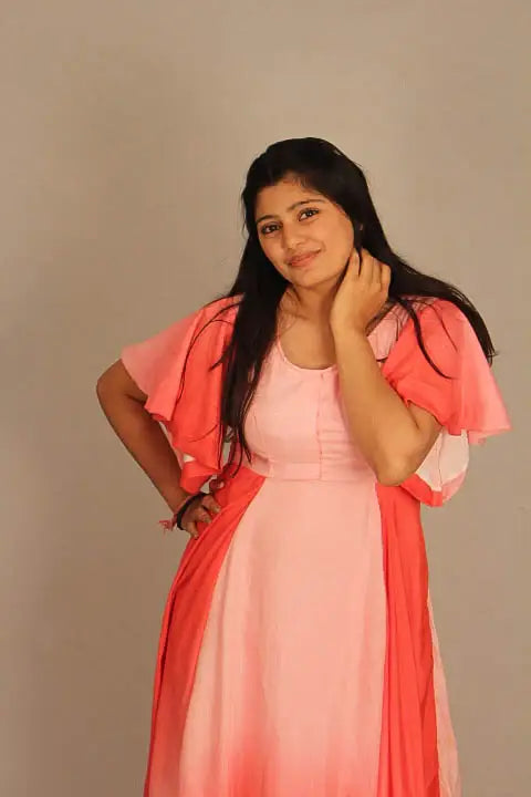 Ombre Designer Sleeves Full Dress - wearendlessbloom