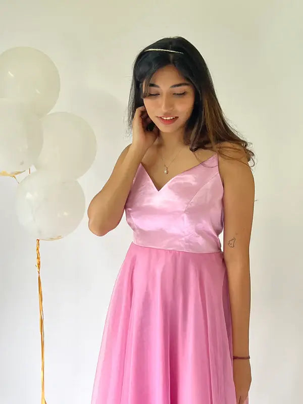 Pink Organza Full Dress - wearendlessbloom