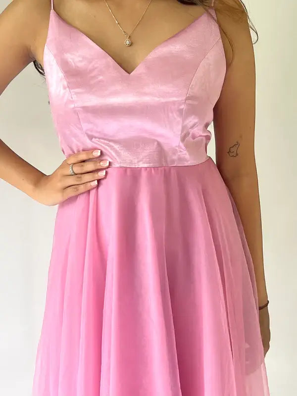 Pink Organza Full Dress - wearendlessbloom