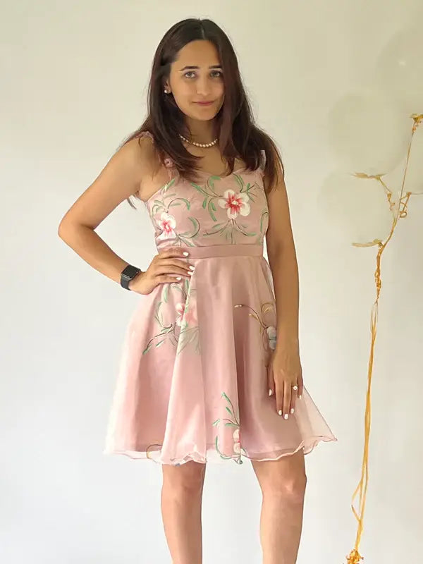 Pink Pixie Floral Organza Short Dress - wearendlessbloom
