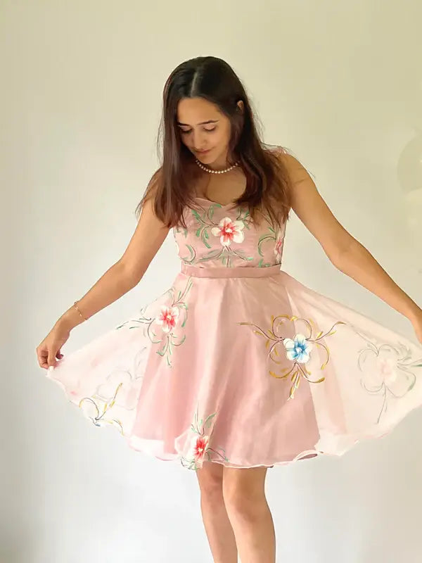 Pink Pixie Floral Organza Short Dress - wearendlessbloom