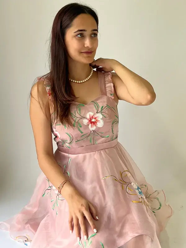Pink Pixie Floral Organza Short Dress - wearendlessbloom