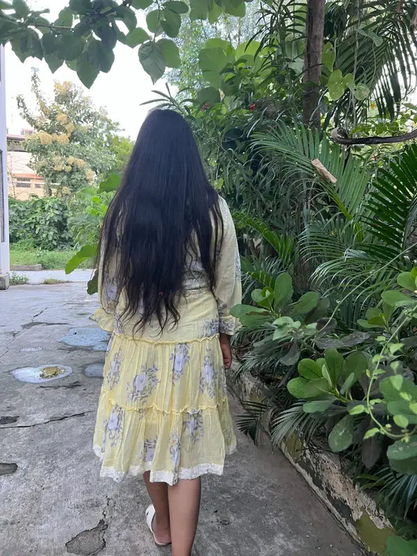 Yellow Floral Pattern Dress - wearendlessbloom