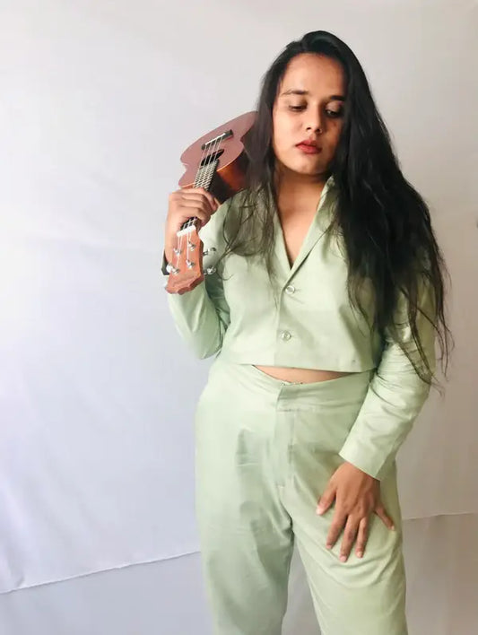 Green Persephone Cropped Blazer - wearendlessbloom