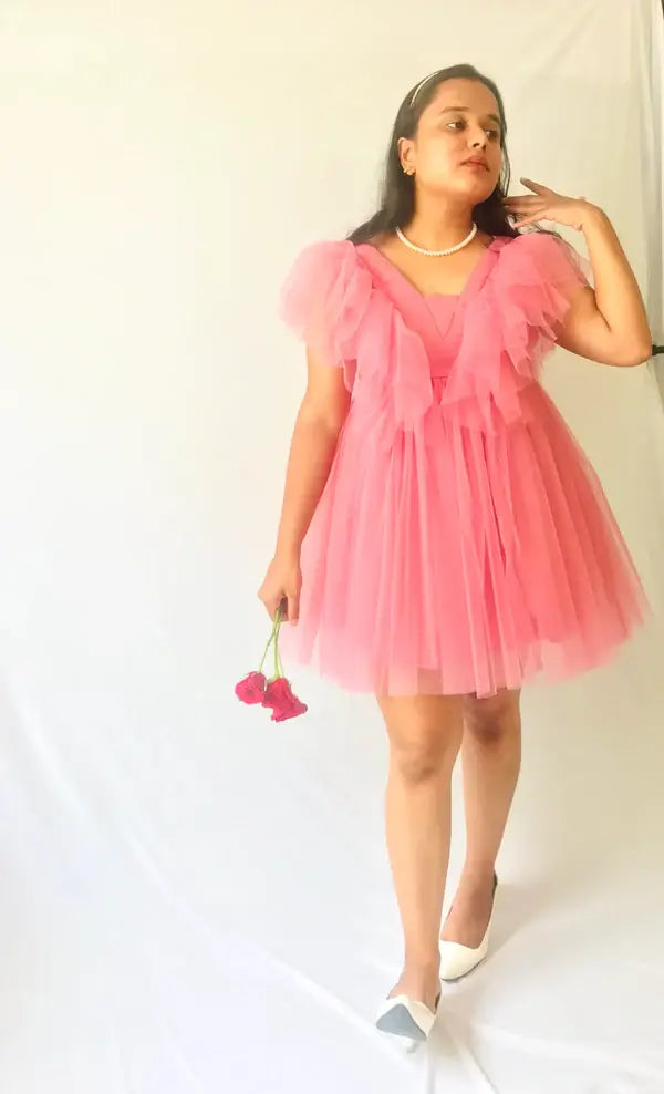 Pink Layered Tulle Short Dress - wearendlessbloom