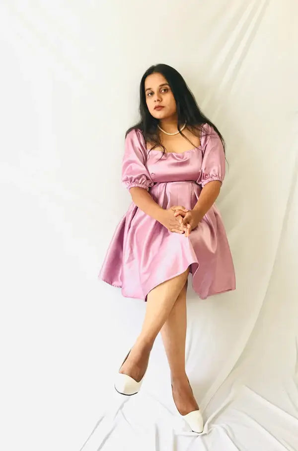 Vintage Pink Short Satin Dress - wearendlessbloom
