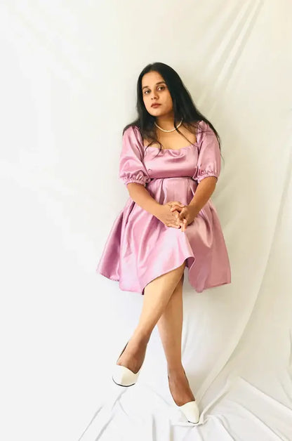 Vintage Pink Short Satin Dress - wearendlessbloom