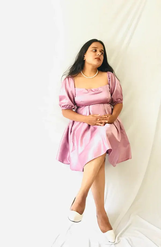 Vintage Pink Short Satin Dress - wearendlessbloom