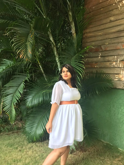 Georgette Short White Dress - wearendlessbloom
