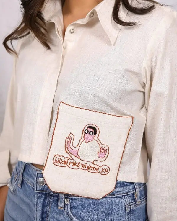 White Funky Cotton Shirt ( Bikul Riks Nhi Lene Ka ) - wearendlessbloom