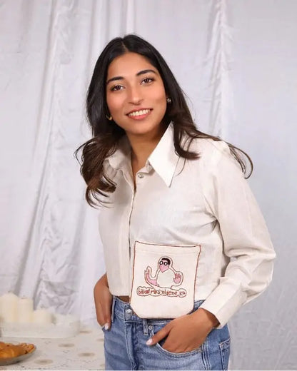 White Funky Cotton Shirt ( Bikul Riks Nhi Lene Ka ) - wearendlessbloom