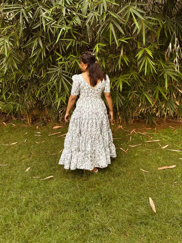 Layered Florid Print White Dress - wearendlessbloom