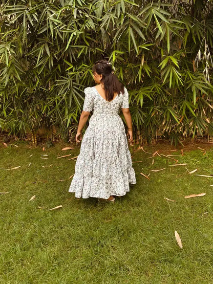 Layered Florid Print White Dress - wearendlessbloom