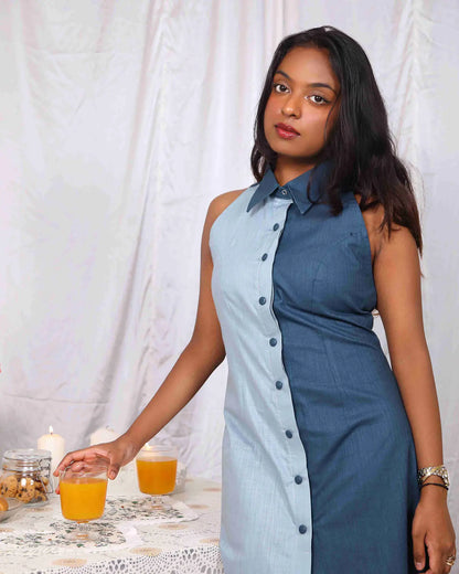 A Line Cotton Dress With Button Detailing - wearendlessbloom