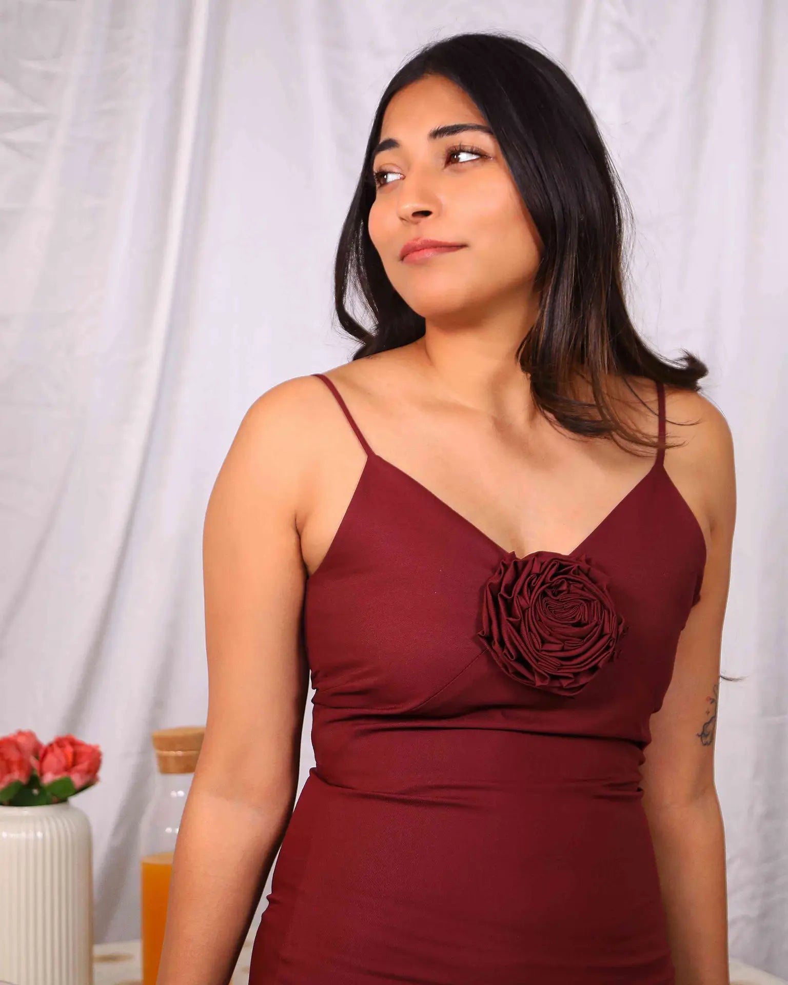 Maroon Sleeveless Cotton Dress - wearendlessbloom