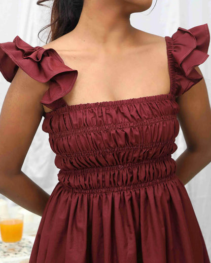Maroon Midi Cotton Dress - wearendlessbloom