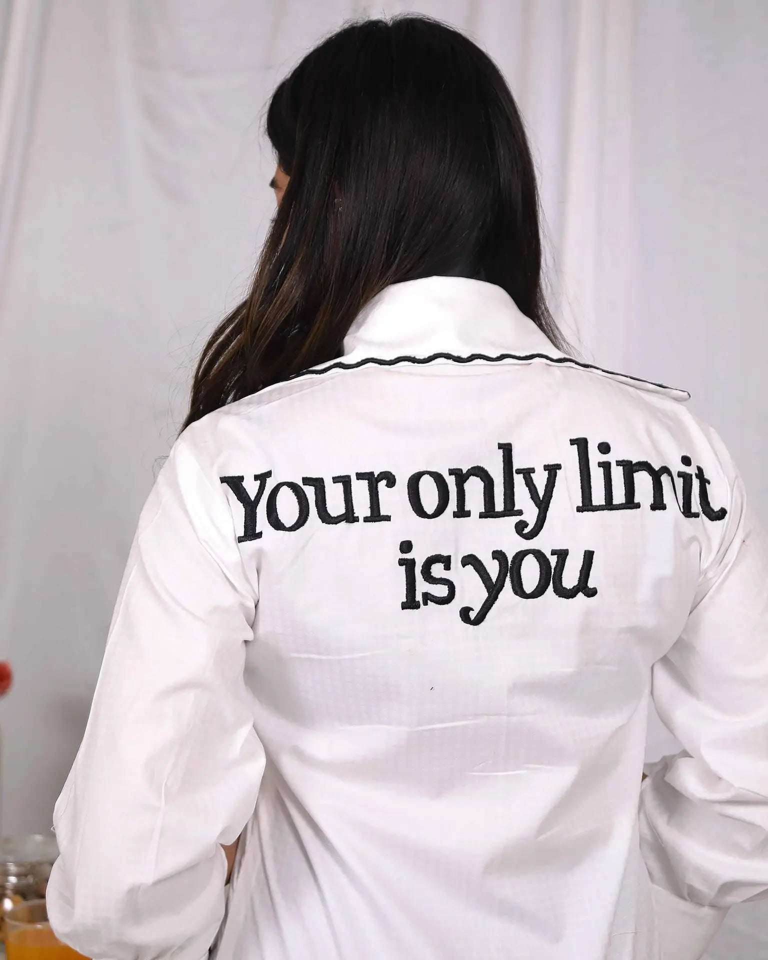 White Stylish "Your Only Limit Is You" Cotton Shirt - wearendlessbloom