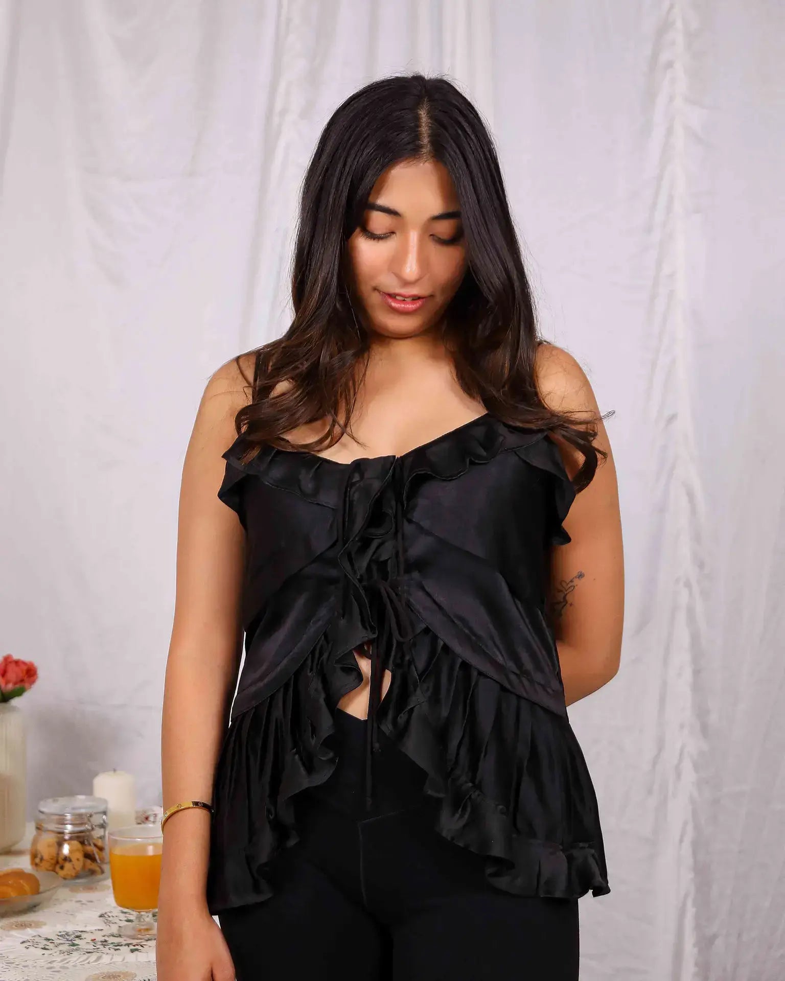 Black Sleeveless Satin Top - wearendlessbloom