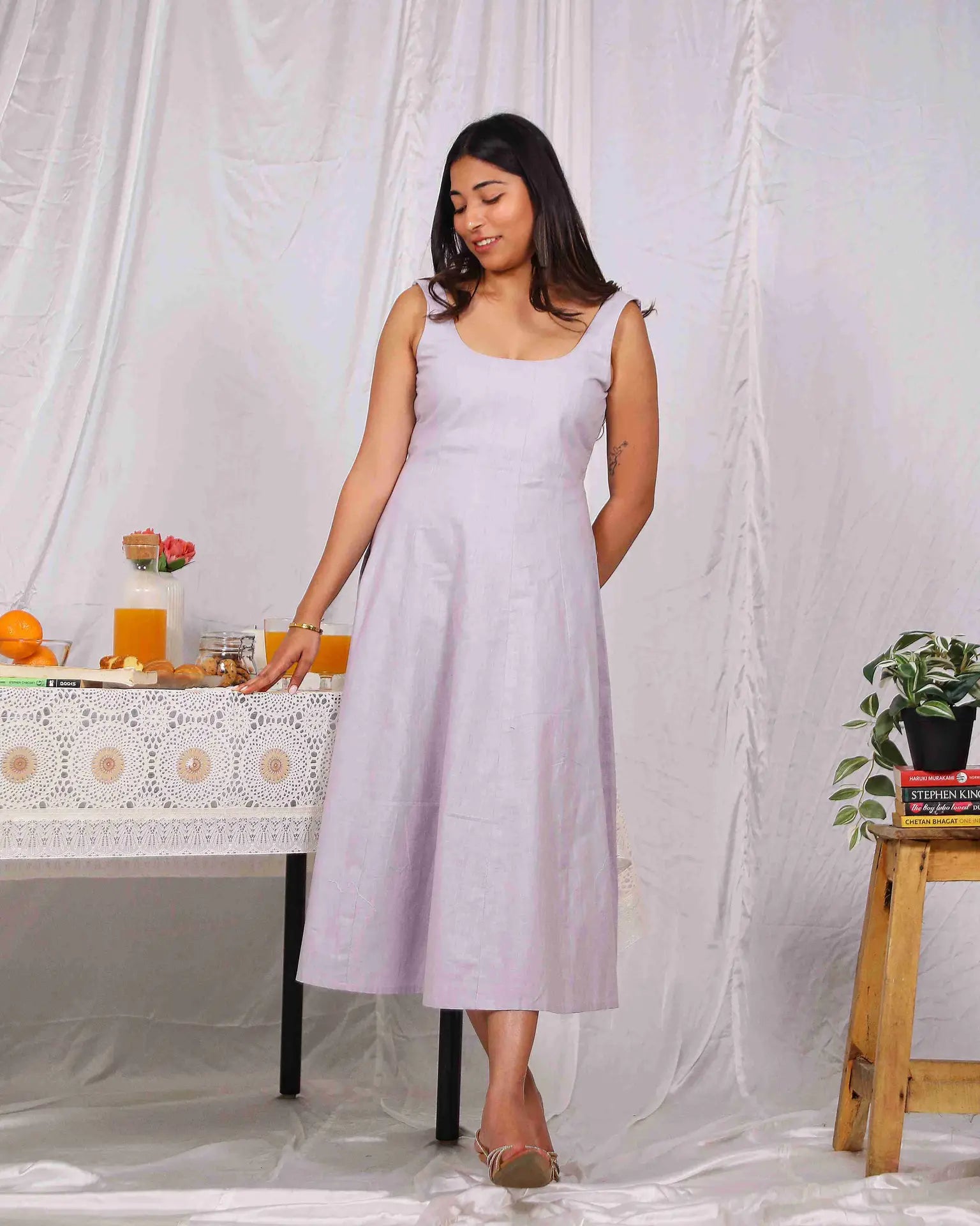 Lilac Cotton Midi Dress - wearendlessbloom