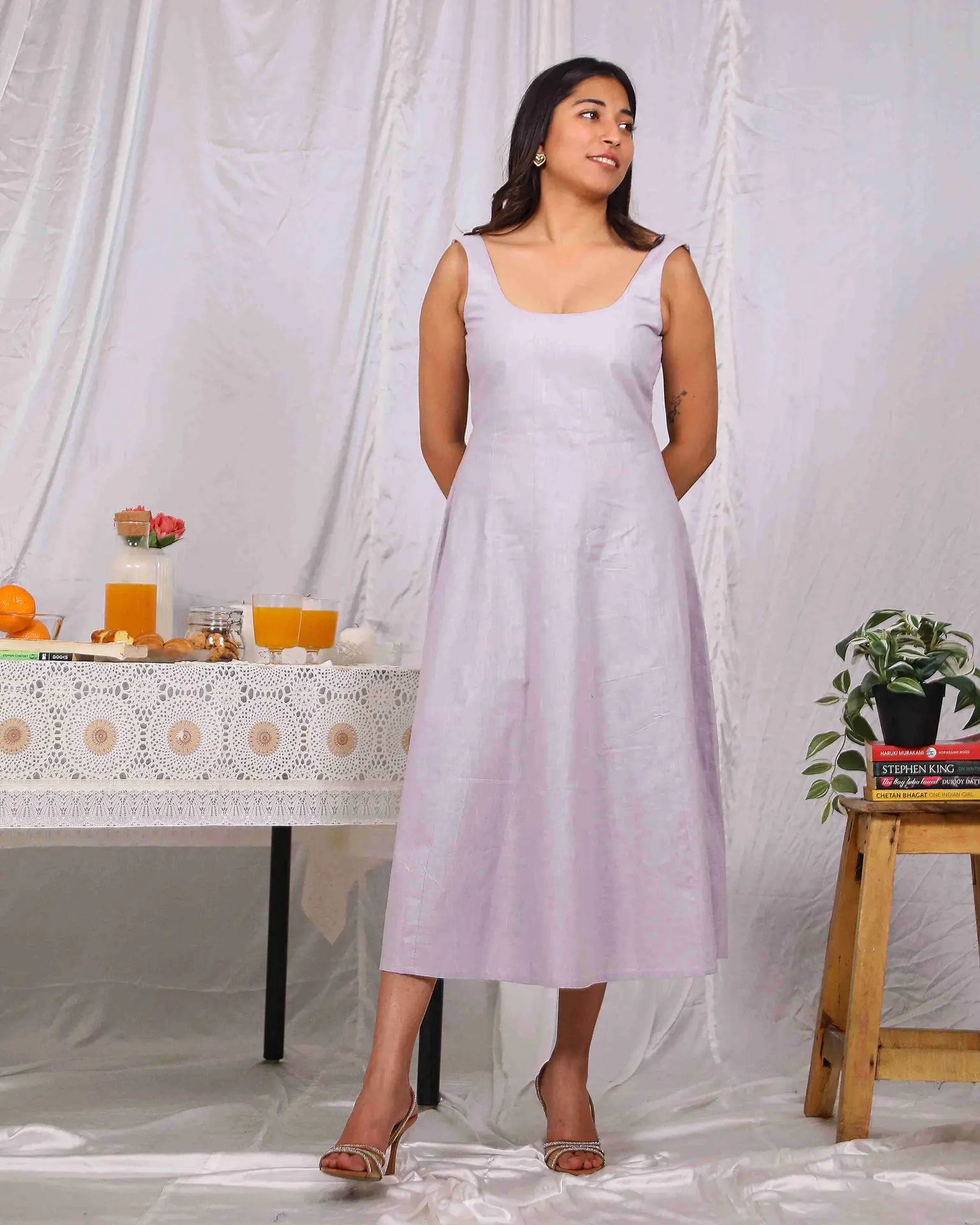 Lilac Cotton Midi Dress - wearendlessbloom
