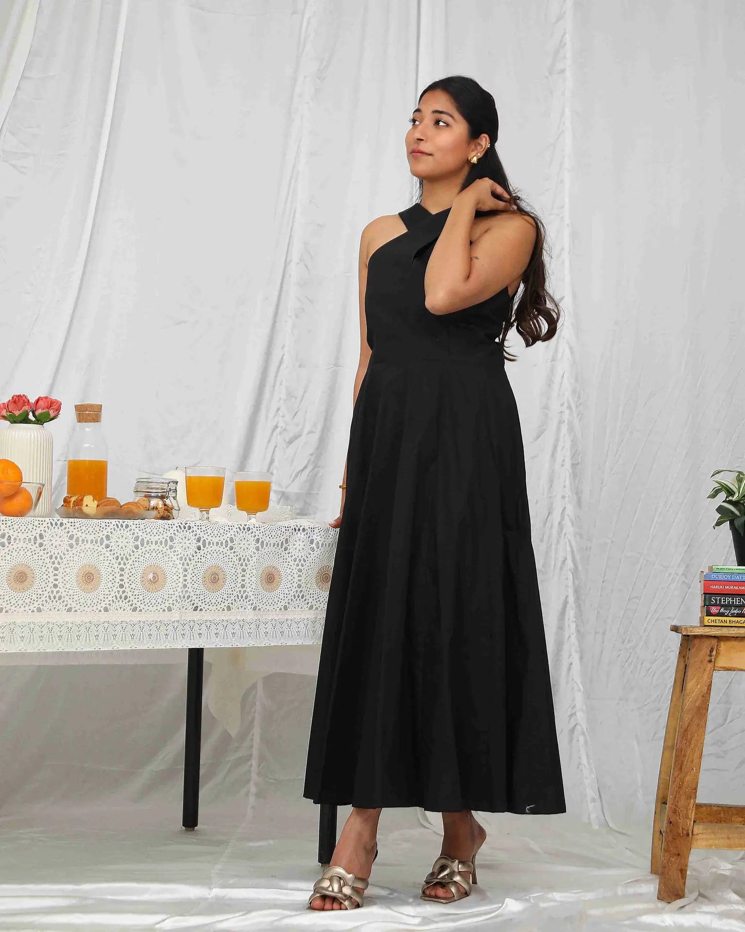 Black Criss Cross Cotton Dress - wearendlessbloom