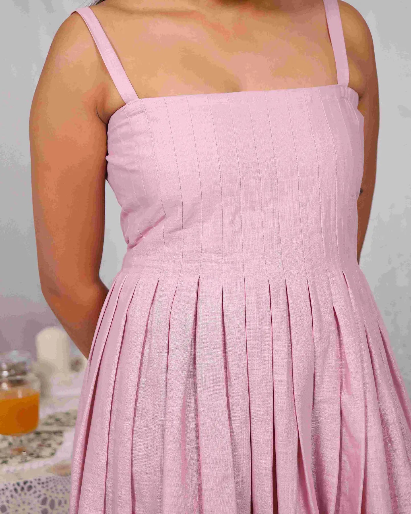 Pink Pleated Cotton Dress - wearendlessbloom