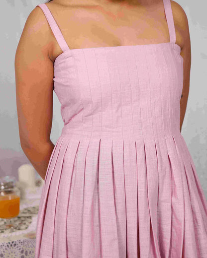 Pink Pleated Cotton Dress - wearendlessbloom