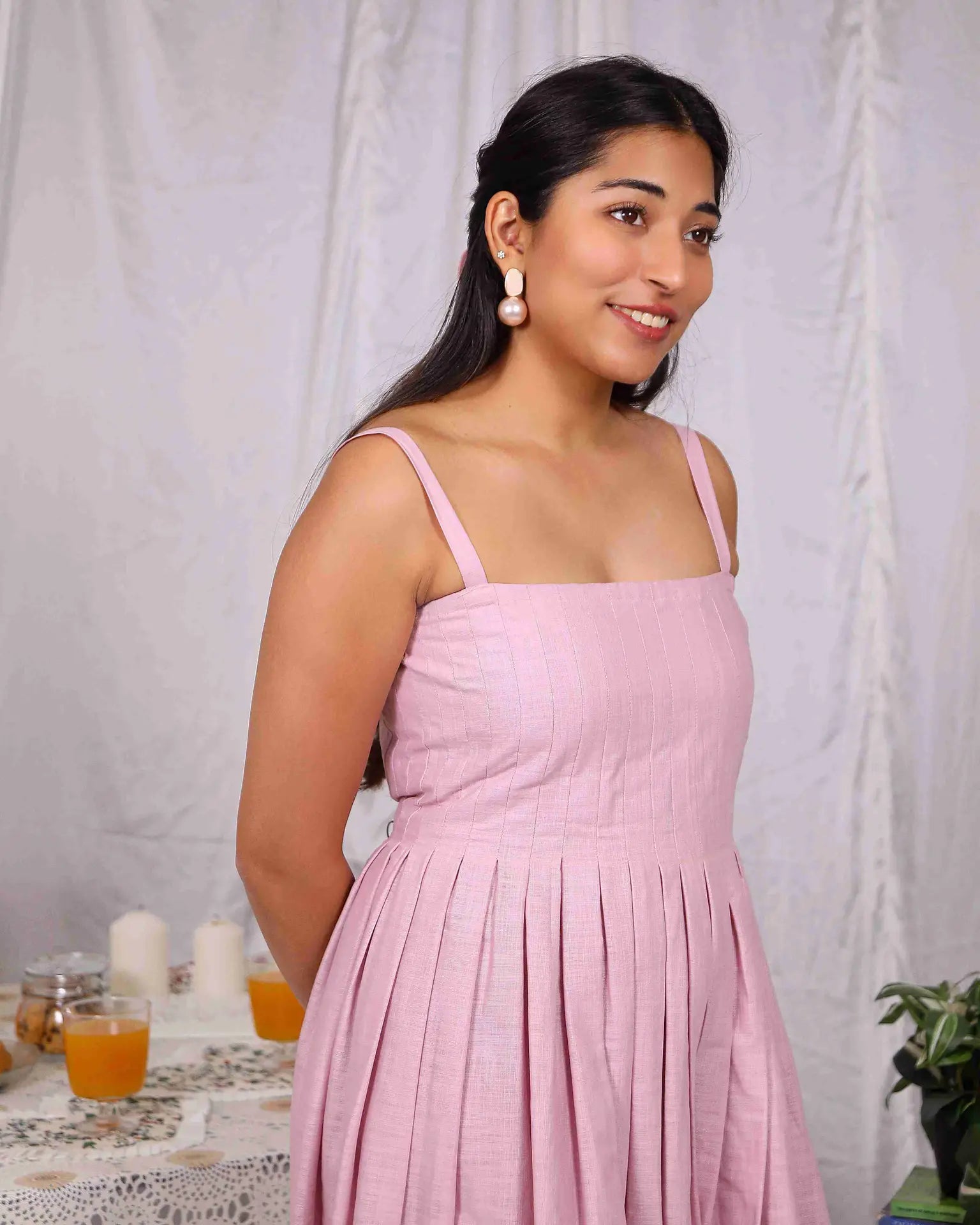 Pink Pleated Cotton Dress - wearendlessbloom