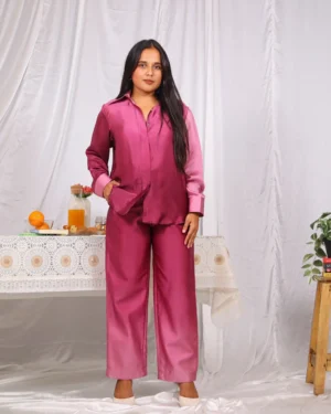 Pink Soft Bliss Satin Co Ord Set