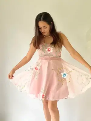 Pink Pixie Floral Organza Short Dress